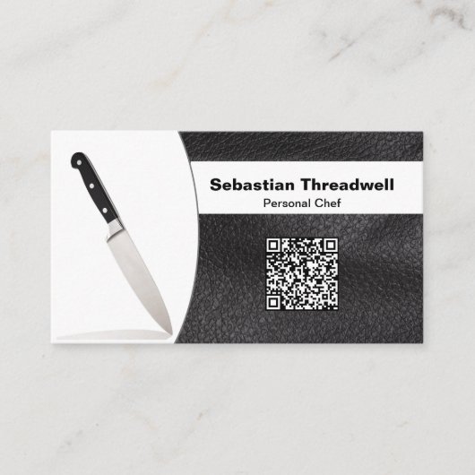 シェフナイフレフェイクザーカスタムフォトQRコード 名刺 (正面)
