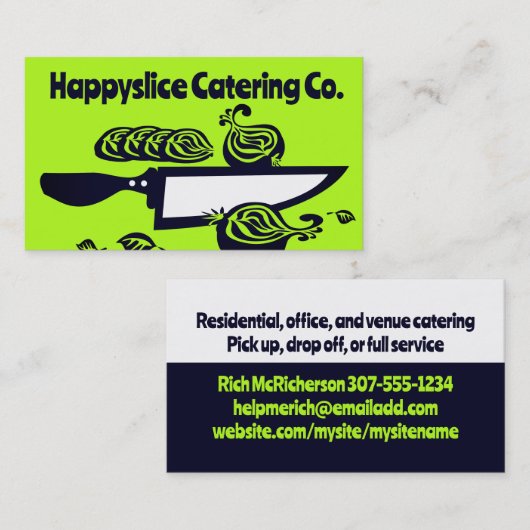 シェフナイフ切り玉ねぎシェフ料理ビズカード 名刺 (正面/裏面)