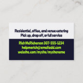 シェフナイフ切り玉ねぎシェフ料理ビズカード 名刺 (裏面)