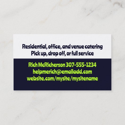 シェフナイフ切り玉ねぎシェフ料理ビズカード 名刺 (裏面)