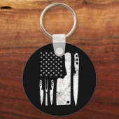 シェフナイフ愛国復活祭アメリカ国旗 キーホルダー (正面)