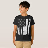 シェフナイフ愛国復活祭アメリカ国旗 Tシャツ (正面フル)