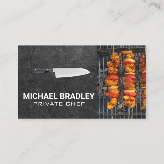 シェフナイフ |グリルに食べ物 名刺 (正面)