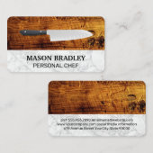 シェフナイフ | 木目の背景 名刺 (正面/裏面)