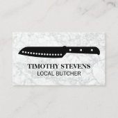 シェフナイフ |白い大理石の背景 名刺 (正面)