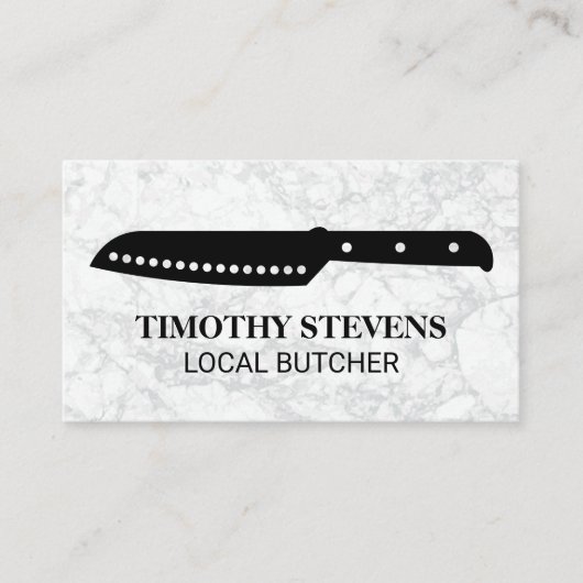 シェフナイフ |白い大理石の背景 名刺 (正面)