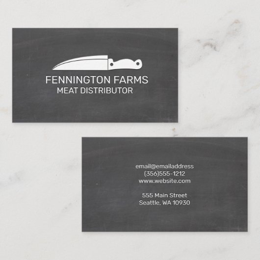 シェフナイフ |黒板の背景 名刺 (正面/裏面)