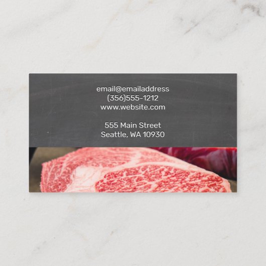 シェフナイフ | 黒板 | ステーキ肉 名刺 (裏面)