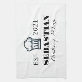 シェフネームベーカリーショップのロゴ キッチンタオル (縦)