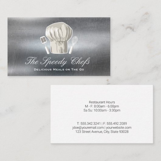 シェフハットとキッチンツール |メタリック 名刺 (正面/裏面)