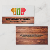 シェフハットとシルバーウェア |調理師ロゴ 名刺 (正面/裏面)