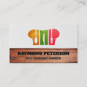 シェフハットとシルバーウェア |調理師ロゴ 名刺 (正面)