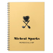 シェフハットとスプーンのシルエットベージュ ノートブック (正面)