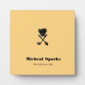 シェフハットとスプーンのシルエットベージュ フォトプラーク (正面)