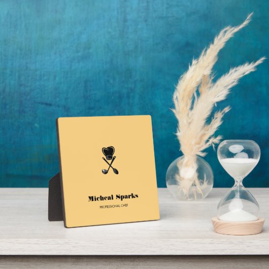 シェフハットとスプーンのシルエットベージュ フォトプラーク (インサイチュ)