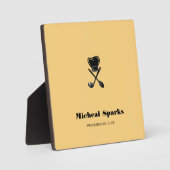 シェフハットとスプーンのシルエットベージュ フォトプラーク (正面)