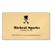 シェフハットとスプーンのシルエットベージュ マグネット名刺 (正面)