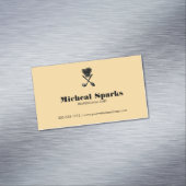 シェフハットとスプーンのシルエットベージュ マグネット名刺 (インサイチュ)