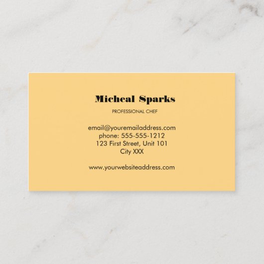 シェフハットとスプーンのシルエットベージュ 名刺 (裏面)