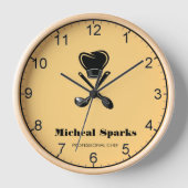 シェフハットとスプーンのシルエットベージュ 壁時計 (正面)