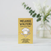 シェフハットと料理用品のロゴ |金ゴールド 名刺 (スタンド正面)