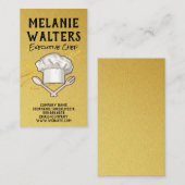 シェフハットと料理用品のロゴ |金ゴールド 名刺 (正面/裏面)