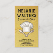シェフハットと料理用品のロゴ |金ゴールド 名刺 (正面)