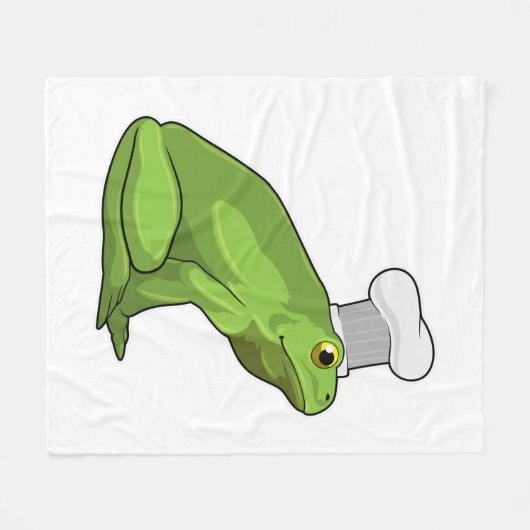 シェフハットと調理師としてのカエル フリースブランケット (正面(横))