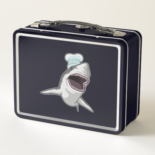 シェフハットと調理師としてのサメ メタルランチボックス (裏面)
