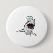 シェフハットと調理師としてのサメ 缶バッジ (正面)