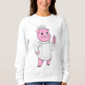 シェフハットと調理師としての豚 スウェットシャツ (正面)