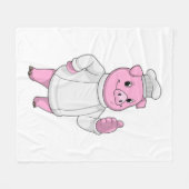 シェフハットと調理師としての豚 フリースブランケット (正面(横))