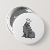 シェフハットと調理師としてシール 缶バッジ (正面&裏面)