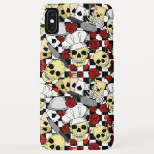 シェフハットと赤いバラのスチームパンクスカル iPhone XS MAXケース