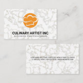 シェフハットオレンジ |大理石背景 名刺 (正面/裏面)