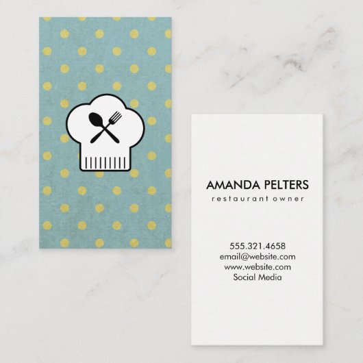 シェフハットシルバーウェア水玉模様 名刺 (正面/裏面)