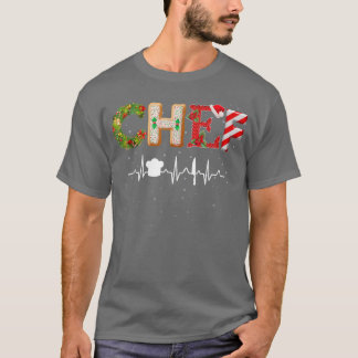 シェフハットハートビートクリスマスサンタクロース雪クリスマス Tシャツ