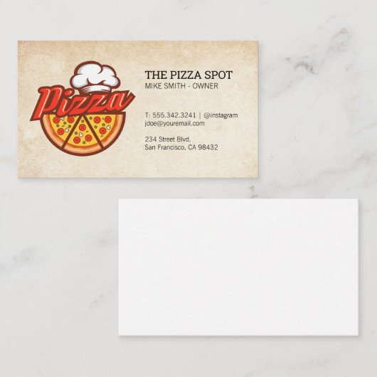 シェフハットピザスライス 名刺 (正面/裏面)