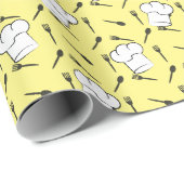 シェフハットフォーク料理パターン調理師ギフト ラッピングペーパー (ロールコーナー)