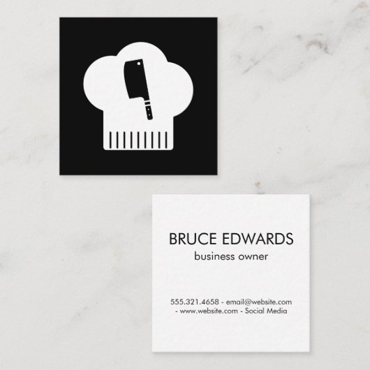 シェフハットブッチャーナイフ スクエア名刺 (正面/裏面)