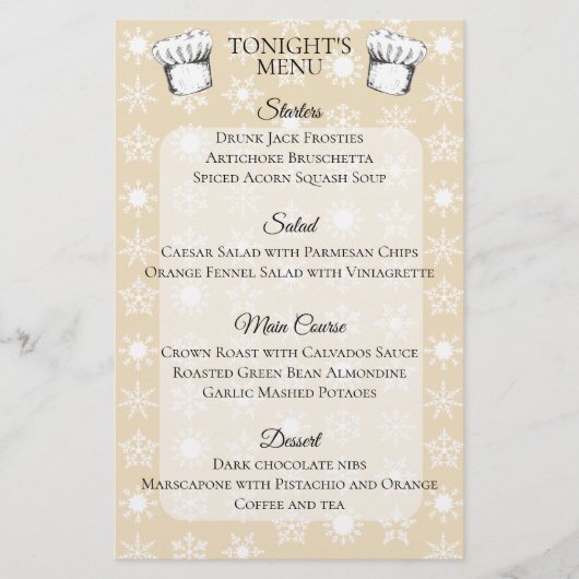 シェフハット雪の結晶クリスマスホリデーディナーメニュー 便箋 (正面)