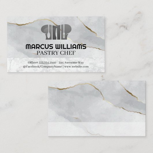 シェフハット |ダイナーウェア |大理石名刺 名刺 (正面/裏面)