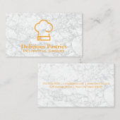 シェフハット |白い大理石の背景 名刺 (正面/裏面)