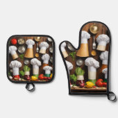 シェフハット 鍋つかみ&鍋敷きセット (正面)