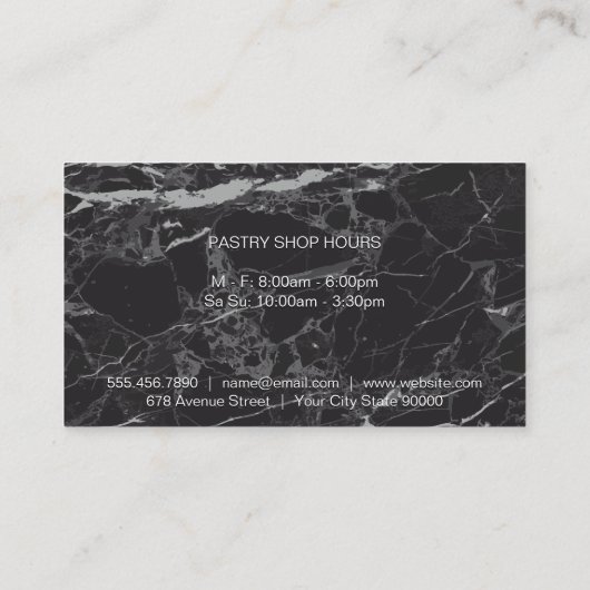 シェフハット |黒エレガント大理石 名刺 (裏面)
