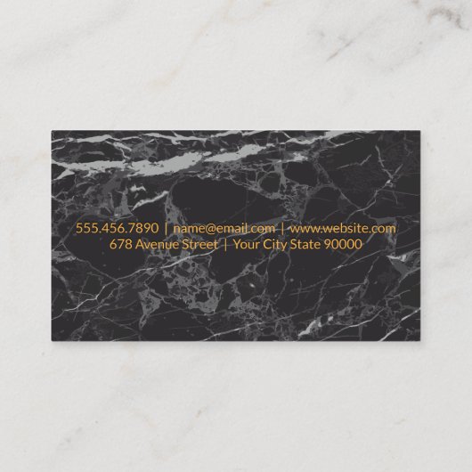 シェフハット |黒大理石の背景 名刺 (裏面)