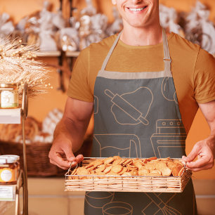 シェフパパマスターベーキング&料理おもしろい器グレー エプロン