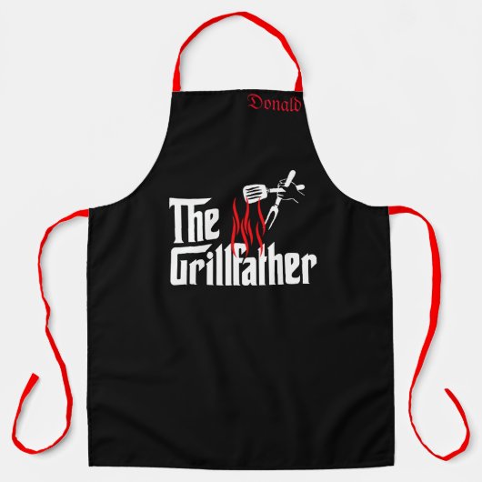 シェフパーソナライズされたおもしろいグリルファーザーメンズ エプロン (正面)