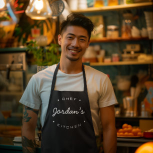 シェフパーソナライズされたのキッチン白黒 エプロン