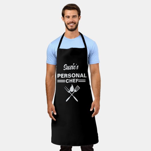シェフパーソナライズされたエプロン – 名前をカスタムするキッチンギフト エプロン (着用した状態)